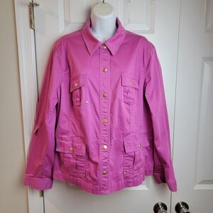 Jones New York Pink Snap‎ Button Closure Shacket XL